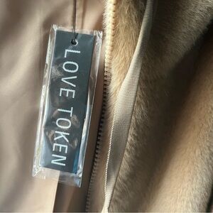 Love Token Tan Teddy Coat with Plush Faux Fur